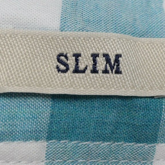 J. CREW BLUE/WHITE PLAID SLIM FIT BUTTON SHIRT XL - Picture 4 of 5